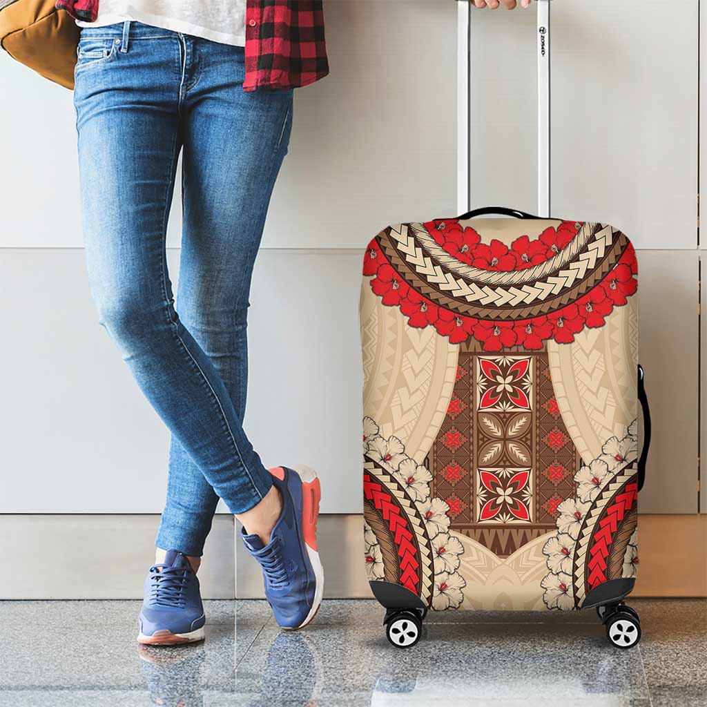 Samoa Language Week Luggage Cover Samoan Motif With Red Hibiscus LT05 - Polynesian Pride