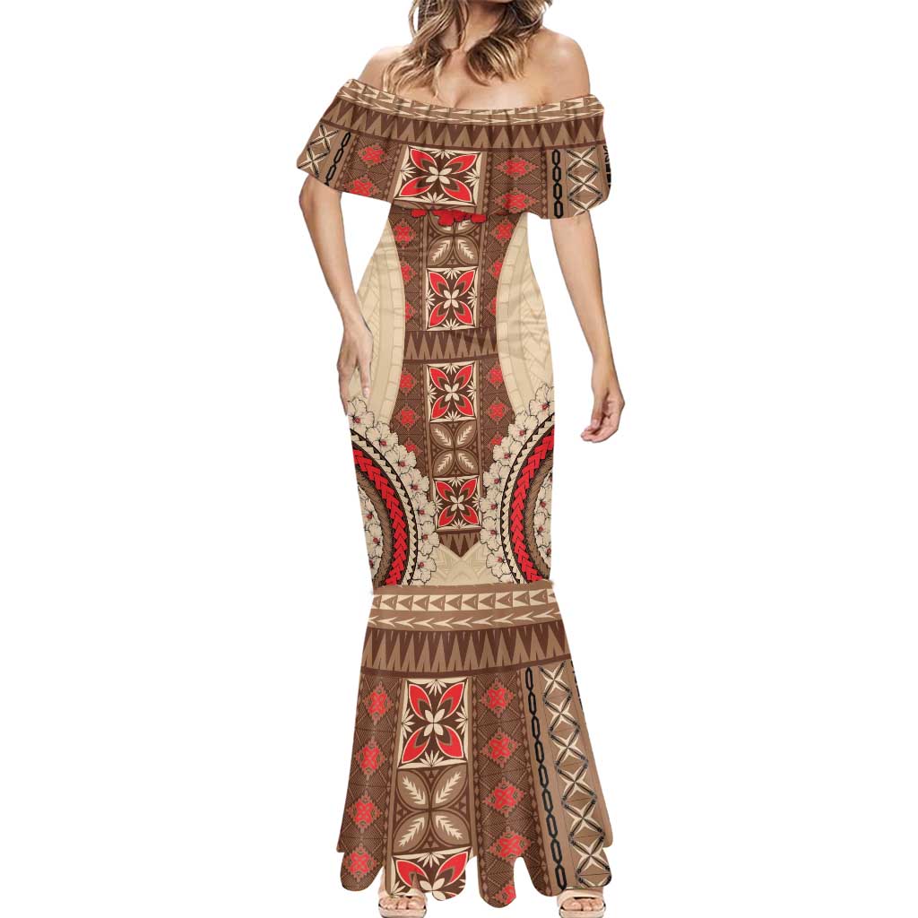Samoa Language Week Mermaid Dress Samoan Motif With Red Hibiscus