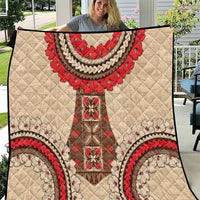 Samoa Language Week Quilt Samoan Motif With Red Hibiscus LT05 Beige - Polynesian Pride