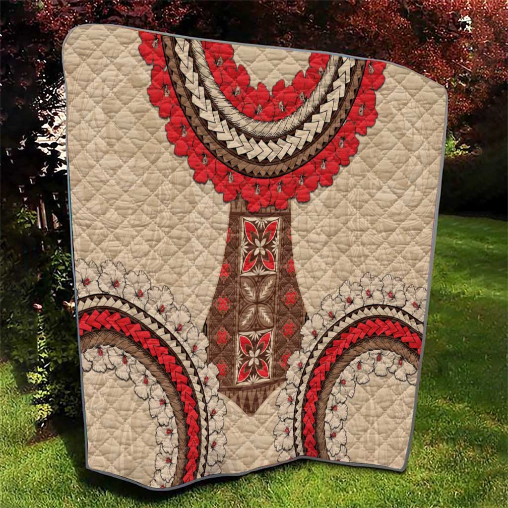 Samoa Language Week Quilt Samoan Motif With Red Hibiscus LT05 - Polynesian Pride