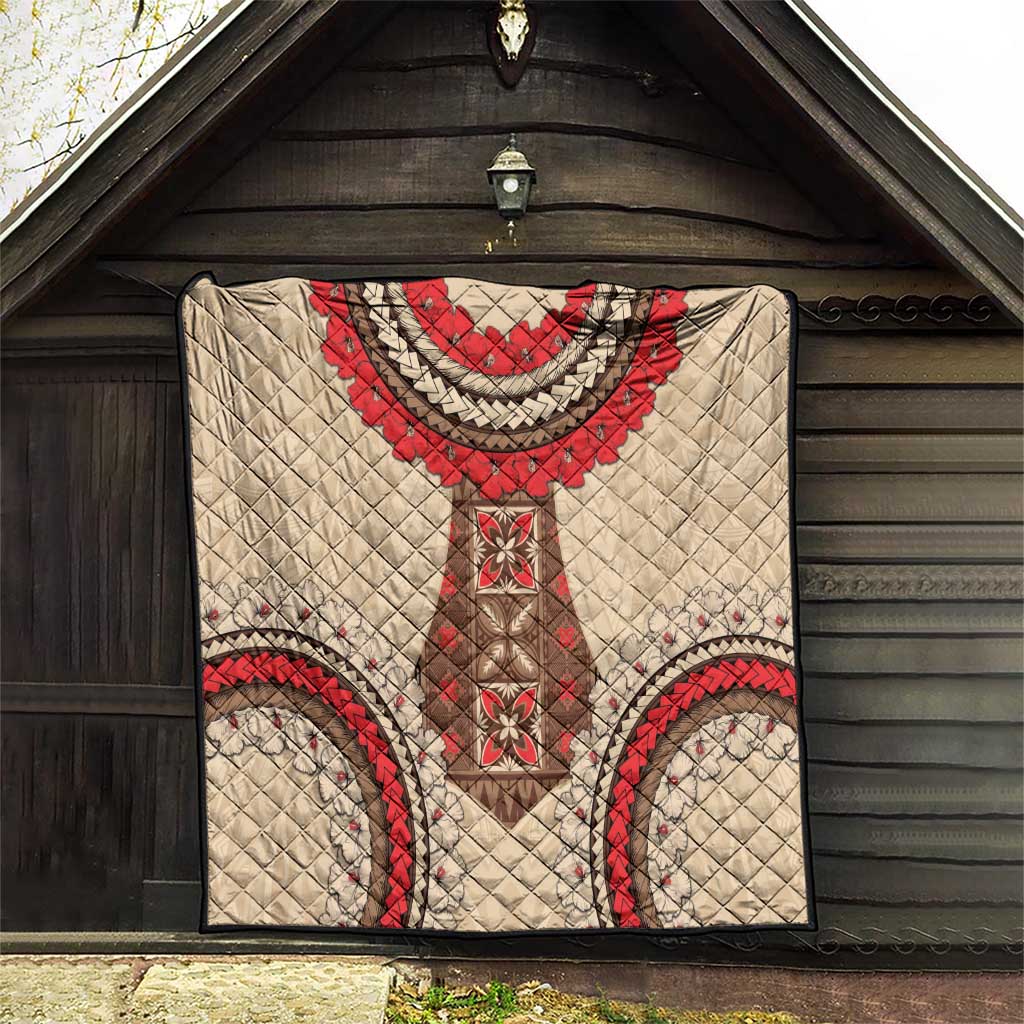 Samoa Language Week Quilt Samoan Motif With Red Hibiscus LT05 - Polynesian Pride