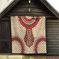 Samoa Language Week Quilt Samoan Motif With Red Hibiscus LT05 - Polynesian Pride