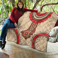 Samoa Language Week Quilt Samoan Motif With Red Hibiscus LT05 - Polynesian Pride