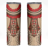 Samoa Language Week Skinny Tumbler Samoan Motif With Red Hibiscus
