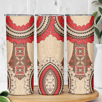 Samoa Language Week Skinny Tumbler Samoan Motif With Red Hibiscus