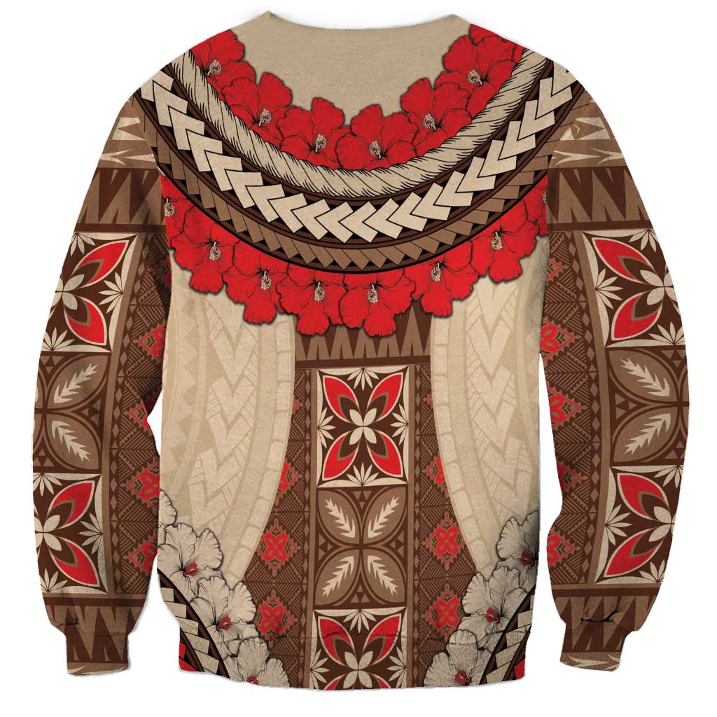 Samoa Language Week Sweatshirt Samoan Motif With Red Hibiscus