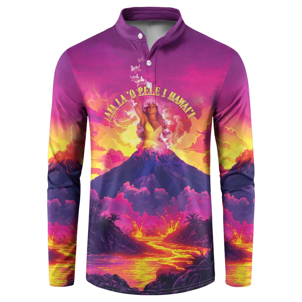 Hawaii Kilauea Volcano Button Sweatshirt There Is Pele Goddess Of The Volcano - Polynesian Pride