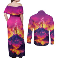 Hawaii Kilauea Volcano Couples Matching Off Shoulder Maxi Dress and Long Sleeve Button Shirt There Is Pele Goddess Of The Volcano - Polynesian Pride