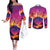 Hawaii Kilauea Volcano Couples Matching Off The Shoulder Long Sleeve Dress and Long Sleeve Button Shirt There Is Pele Goddess Of The Volcano - Polynesian Pride