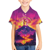 Hawaii Kilauea Volcano Family Matching Off Shoulder Maxi Dress and Hawaiian Shirt There Is Pele Goddess Of The Volcano - Polynesian Pride