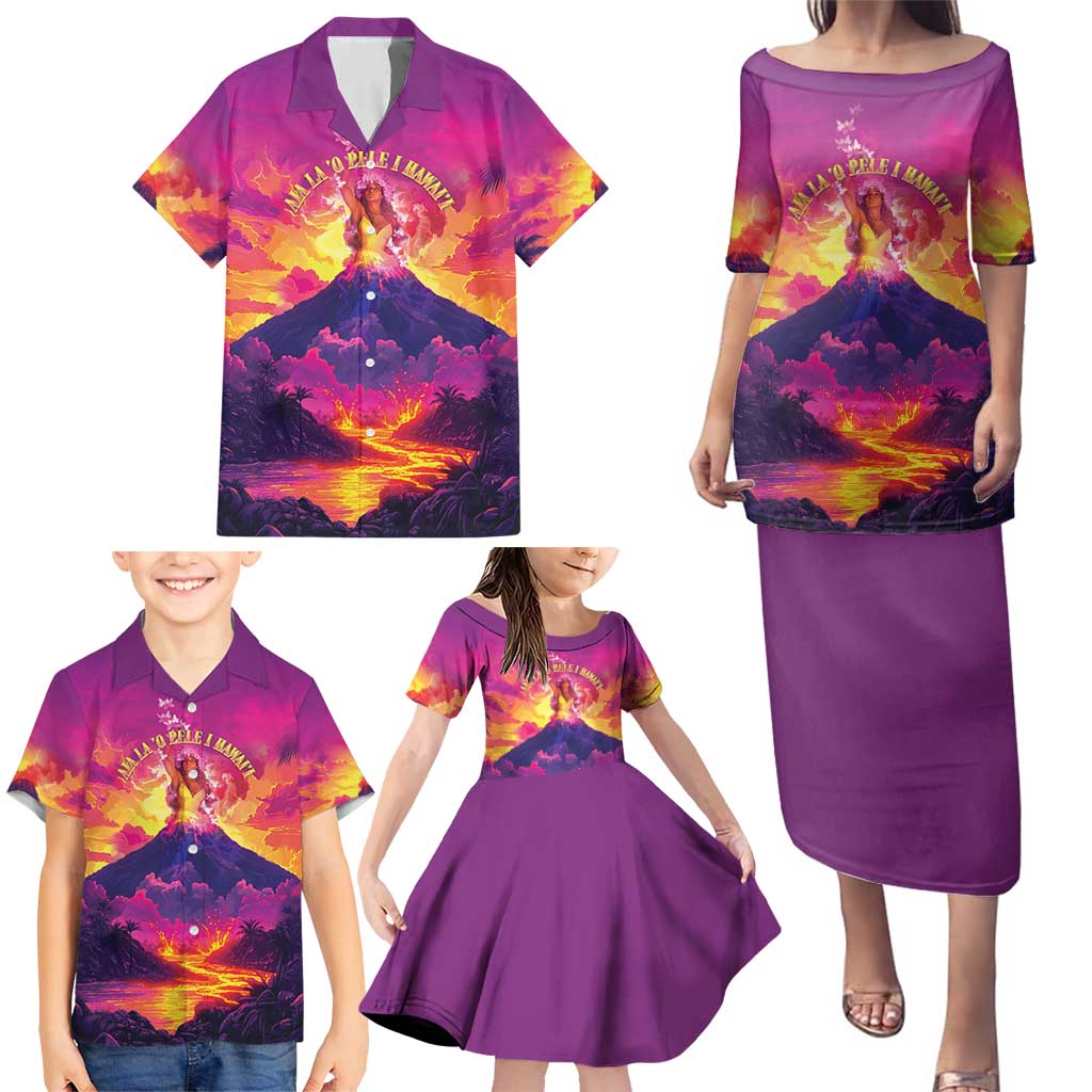 Hawaii Kilauea Volcano Family Matching Puletasi and Hawaiian Shirt There Is Pele Goddess Of The Volcano - Polynesian Pride
