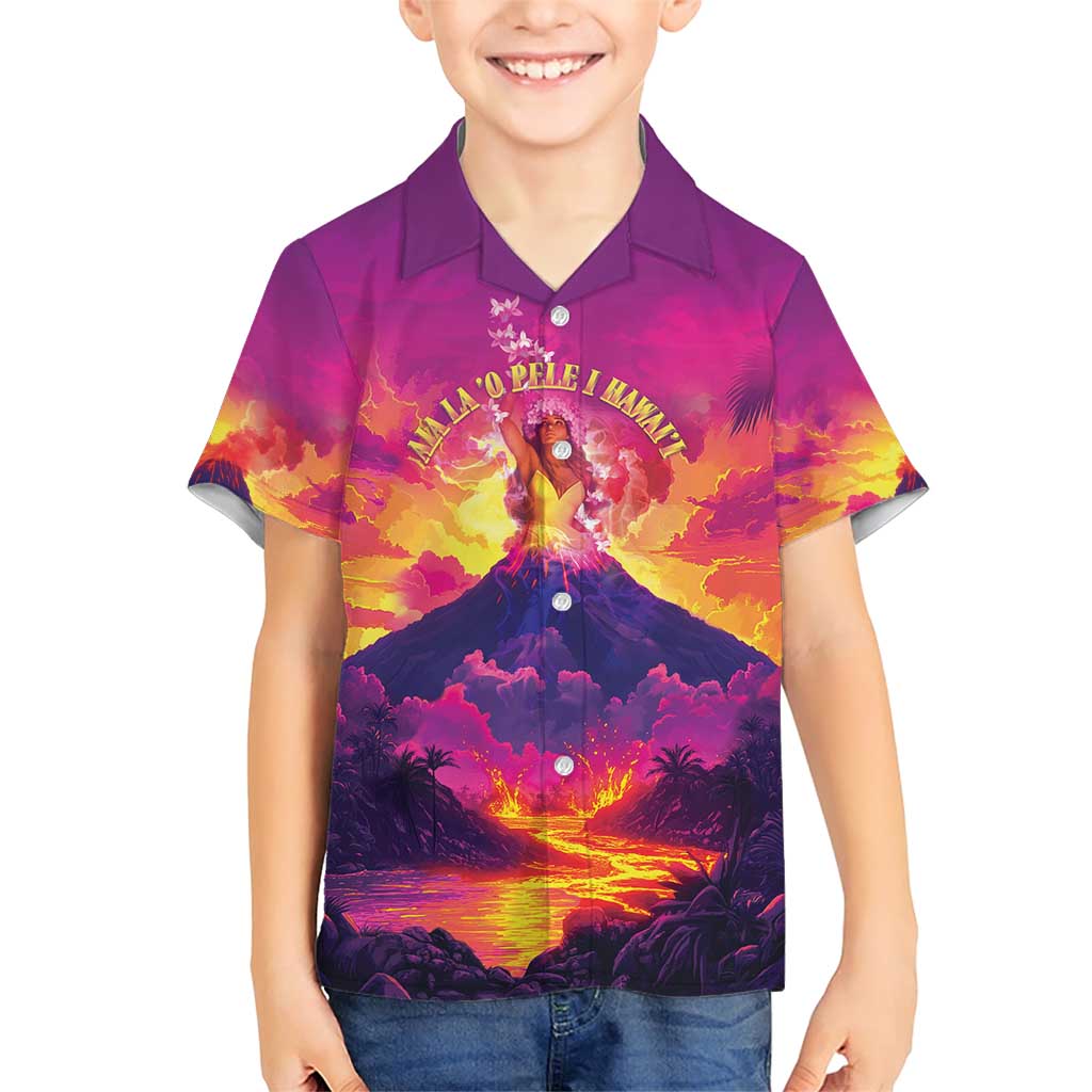 Hawaii Kilauea Volcano Family Matching Short Sleeve Bodycon Dress and Hawaiian Shirt There Is Pele Goddess Of The Volcano - Polynesian Pride