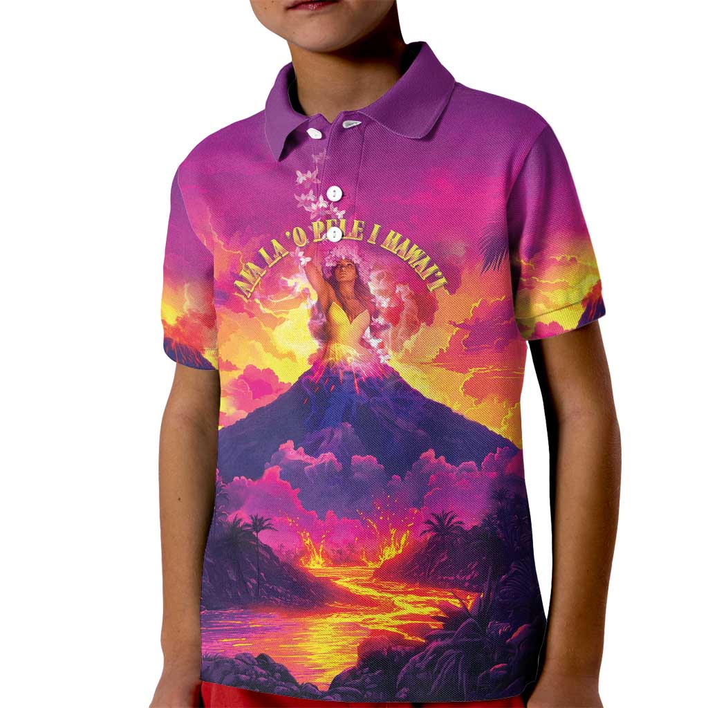Hawaii Kilauea Volcano Kid Polo Shirt There Is Pele Goddess Of The Volcano - Polynesian Pride