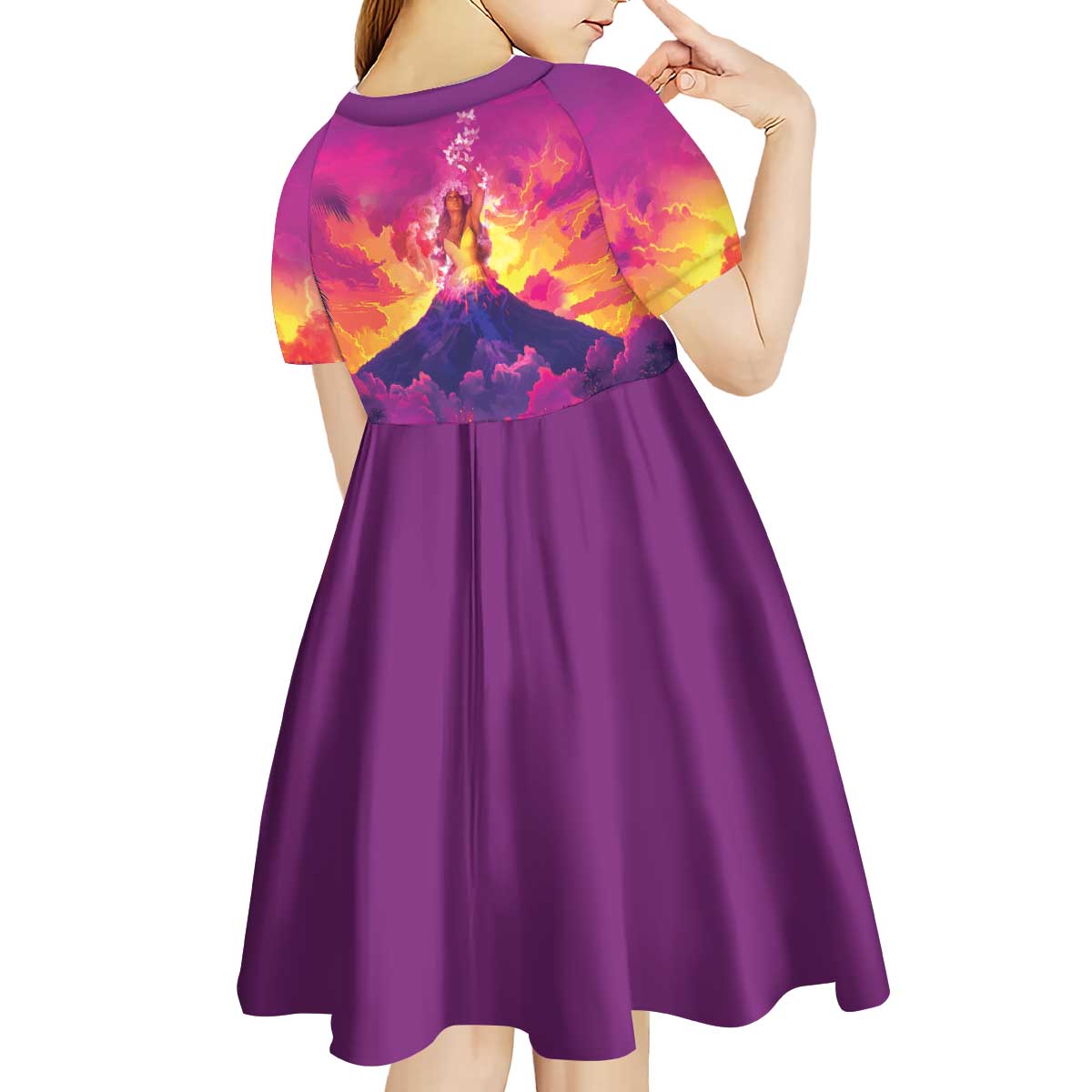 Hawaii Kilauea Volcano Kid Short Sleeve Dress There Is Pele Goddess Of The Volcano - Polynesian Pride