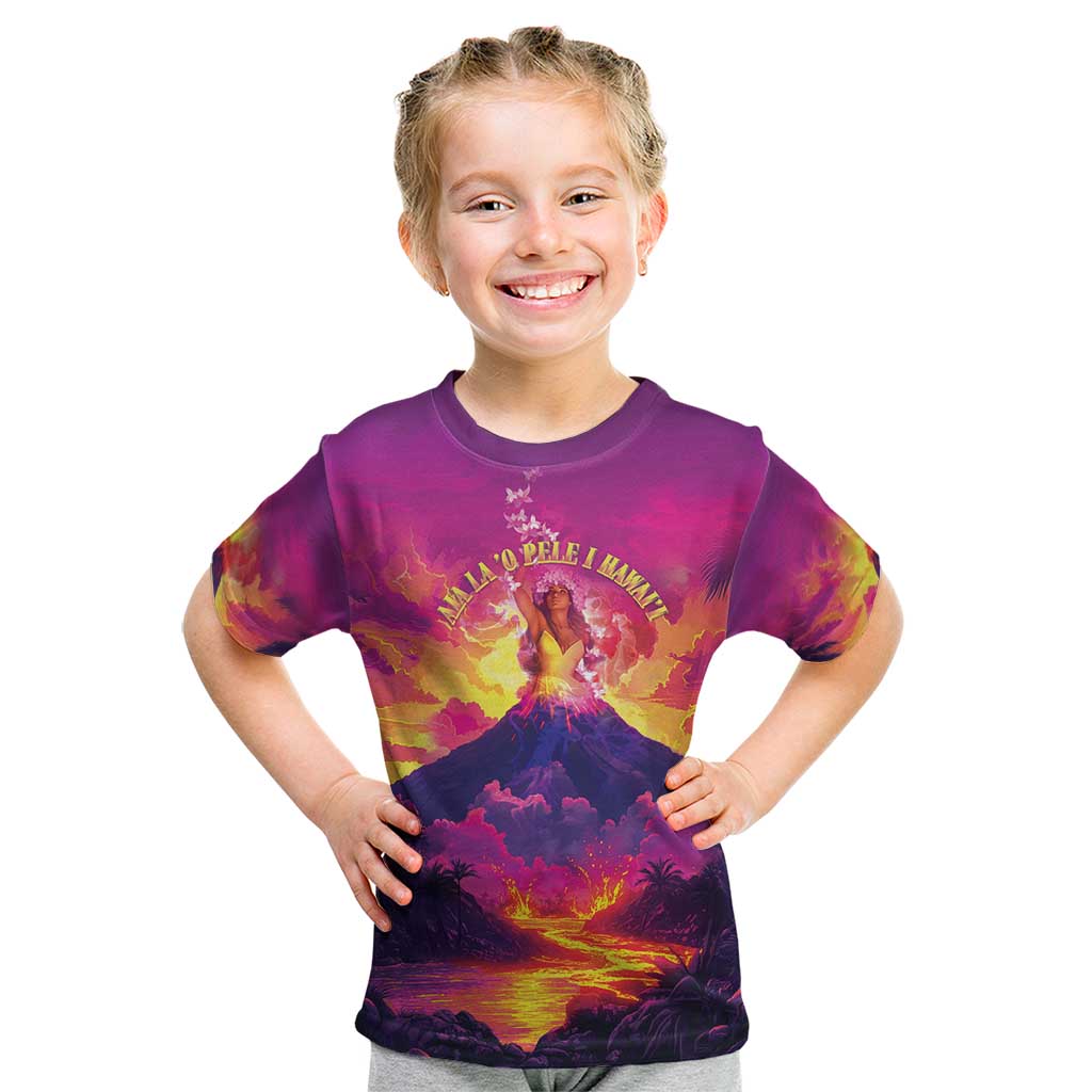 Hawaii Kilauea Volcano Kid T Shirt There Is Pele Goddess Of The Volcano LT05 Purple - Polynesian Pride