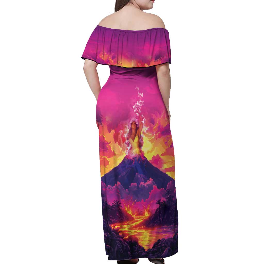 Hawaii Kilauea Volcano Off Shoulder Maxi Dress There Is Pele Goddess Of The Volcano - Polynesian Pride