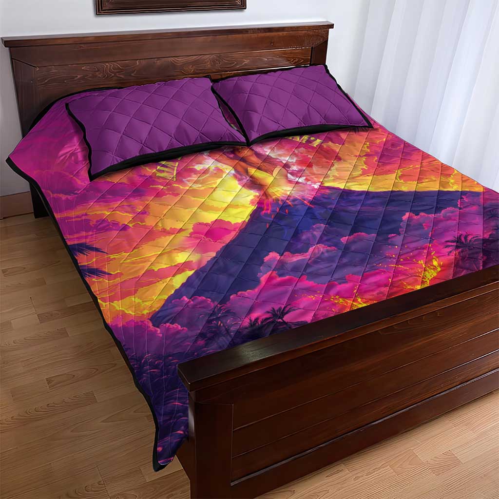 Hawaii Kilauea Volcano Quilt Bed Set There Is Pele Goddess Of The Volcano - Polynesian Pride