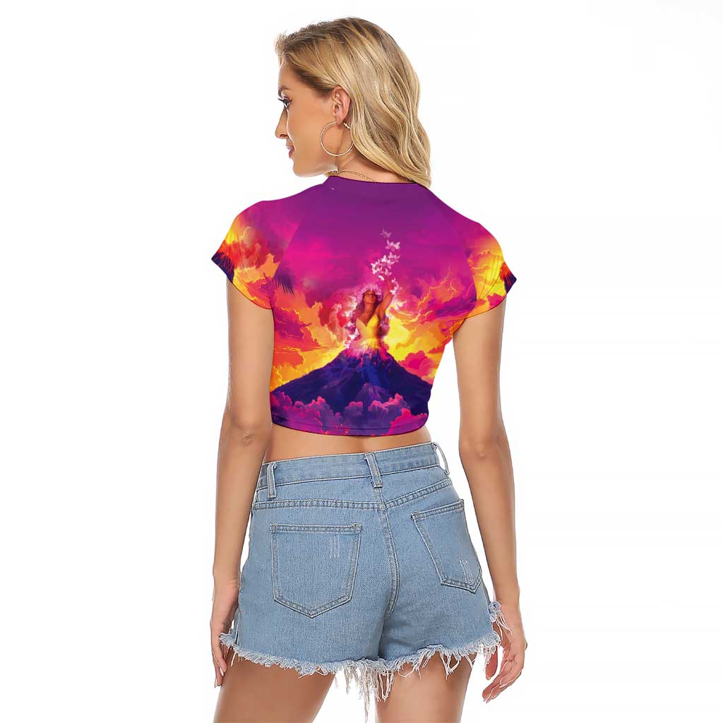 Hawaii Kilauea Volcano Raglan Cropped T Shirt There Is Pele Goddess Of The Volcano - Polynesian Pride