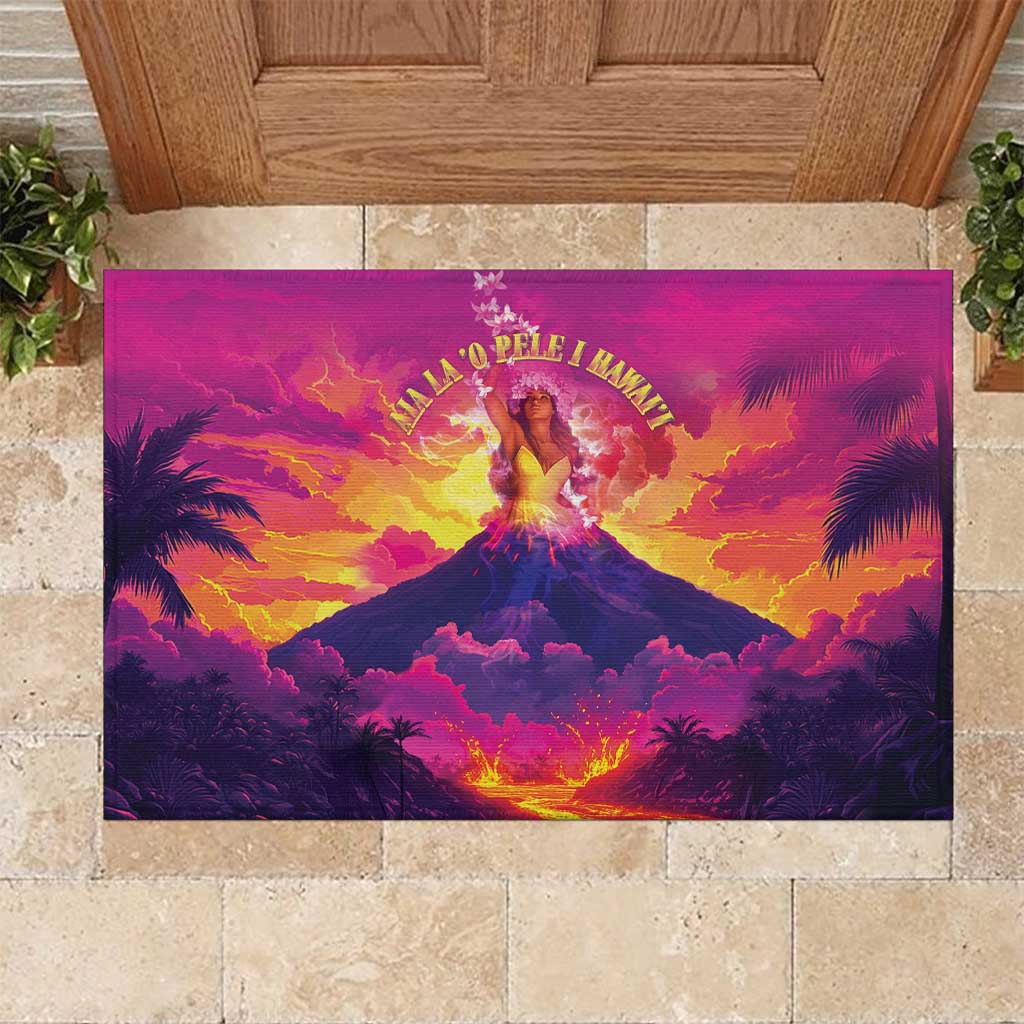 Hawaii Kilauea Volcano Rubber Doormat There Is Pele Goddess Of The Volcano - Polynesian Pride