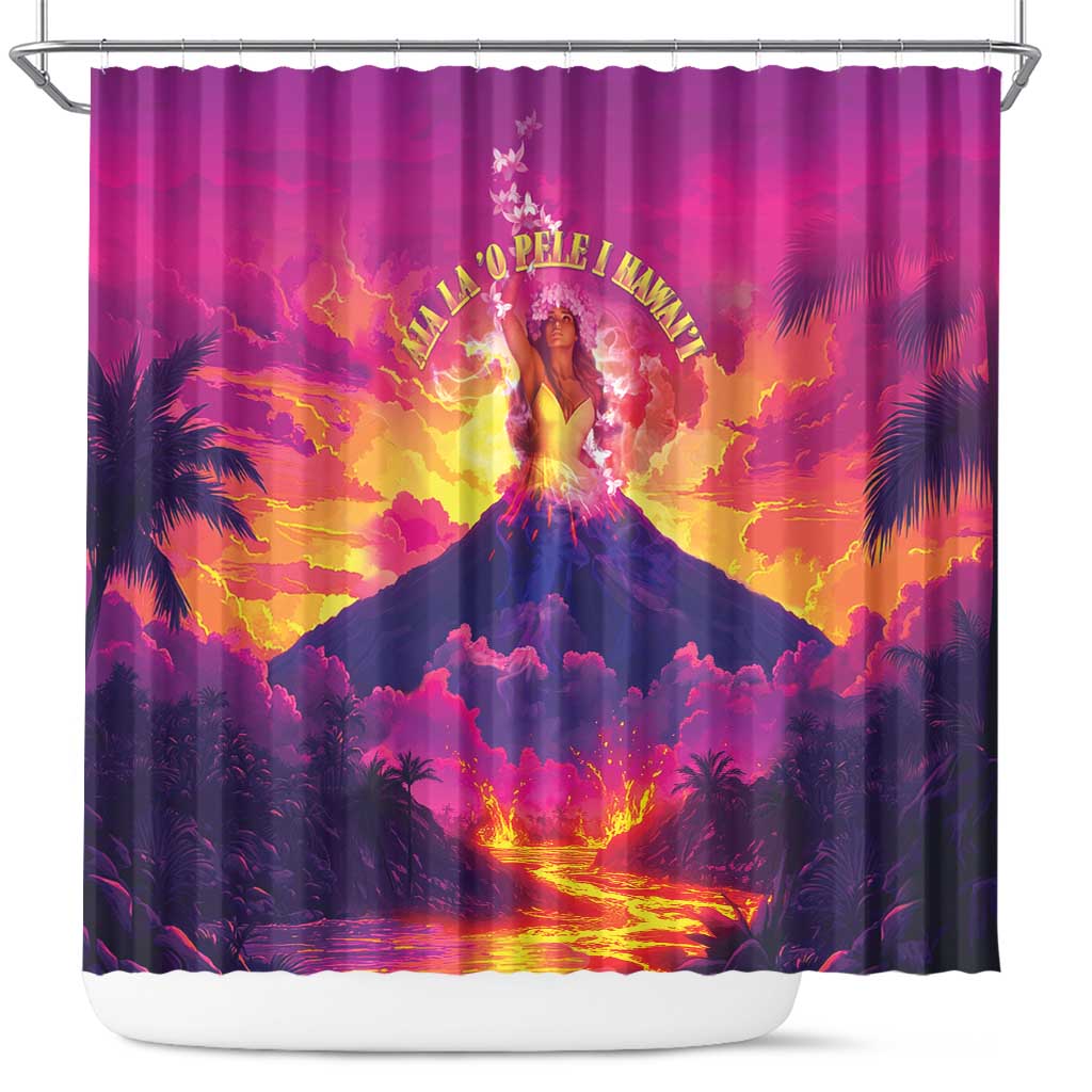 Hawaii Kilauea Volcano Shower Curtain There Is Pele Goddess Of The Volcano LT05 Purple - Polynesian Pride