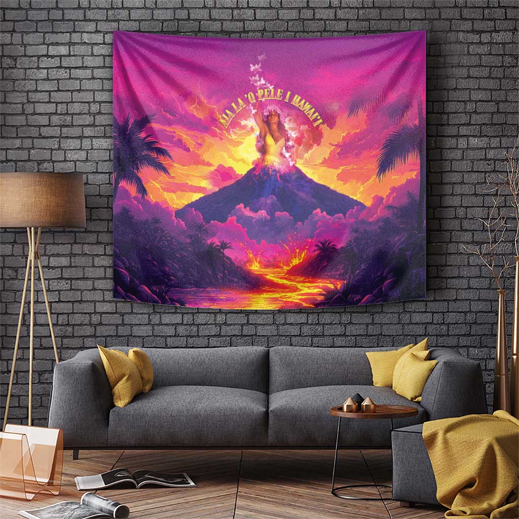 Hawaii Kilauea Volcano Tapestry There Is Pele Goddess Of The Volcano LT05 Purple - Polynesian Pride