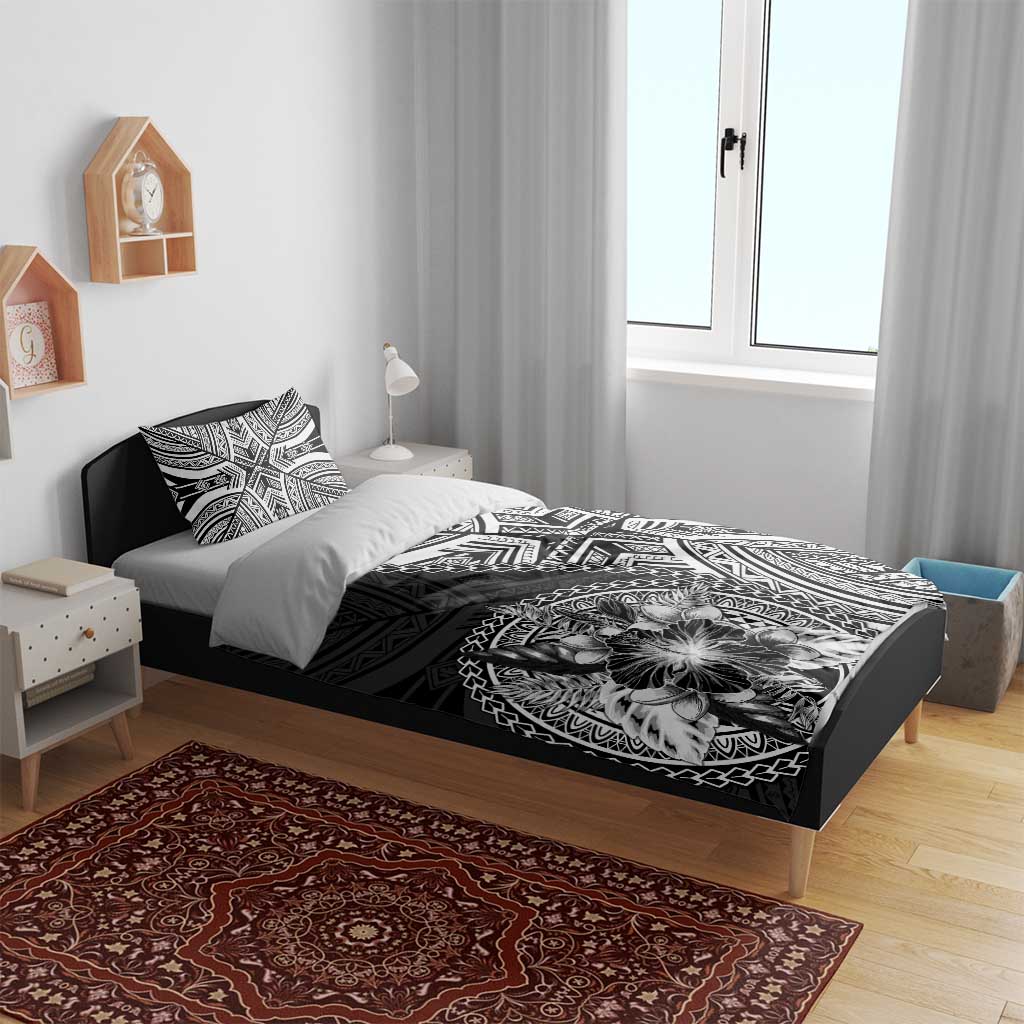 Hibiscus With Black Austronesian Tattoo Pattern Bedding Set - Polynesian Pride