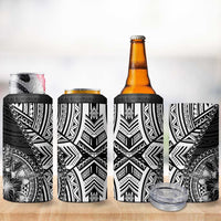 Hibiscus With Black Austronesian Tattoo Pattern 4 in 1 Can Cooler Tumbler - Polynesian Pride
