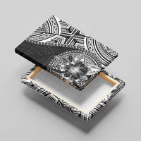 Hibiscus With Black Austronesian Tattoo Pattern Canvas Wall Art - Polynesian Pride
