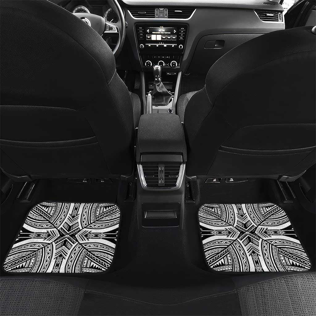 Hibiscus With Black Austronesian Tattoo Pattern Car Mats - Polynesian Pride