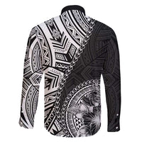 Hibiscus With Black Austronesian Tattoo Pattern Family Matching Long Sleeve Bodycon Dress and Hawaiian Shirt LT05 - Polynesian Pride