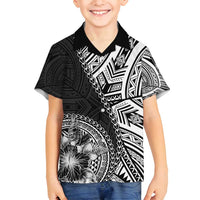 Hibiscus With Black Austronesian Tattoo Pattern Family Matching Off Shoulder Maxi Dress and Hawaiian Shirt - Polynesian Pride
