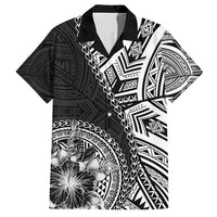 Hibiscus With Black Austronesian Tattoo Pattern Family Matching Short Sleeve Bodycon Dress and Hawaiian Shirt - Polynesian Pride