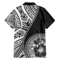 Hibiscus With Black Austronesian Tattoo Pattern Family Matching Short Sleeve Bodycon Dress and Hawaiian Shirt - Polynesian Pride