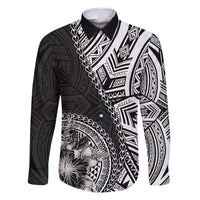 Hibiscus With Black Austronesian Tattoo Pattern Family Matching Summer Maxi Dress and Hawaiian Shirt - Polynesian Pride