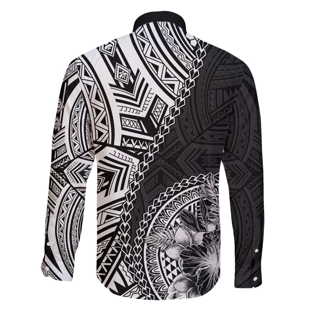 Hibiscus With Black Austronesian Tattoo Pattern Family Matching Tank Maxi Dress and Hawaiian Shirt - Polynesian Pride