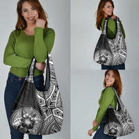 Hibiscus With Black Austronesian Tattoo Pattern Grocery Bag - Polynesian Pride