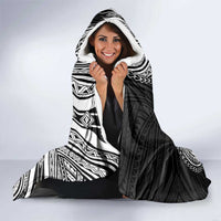 Hibiscus With Black Austronesian Tattoo Pattern Hooded Blanket - Polynesian Pride