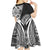 Hibiscus With Black Austronesian Tattoo Pattern Kid Short Sleeve Dress - Polynesian Pride