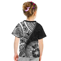 Hibiscus With Black Austronesian Tattoo Pattern Kid T Shirt - Polynesian Pride