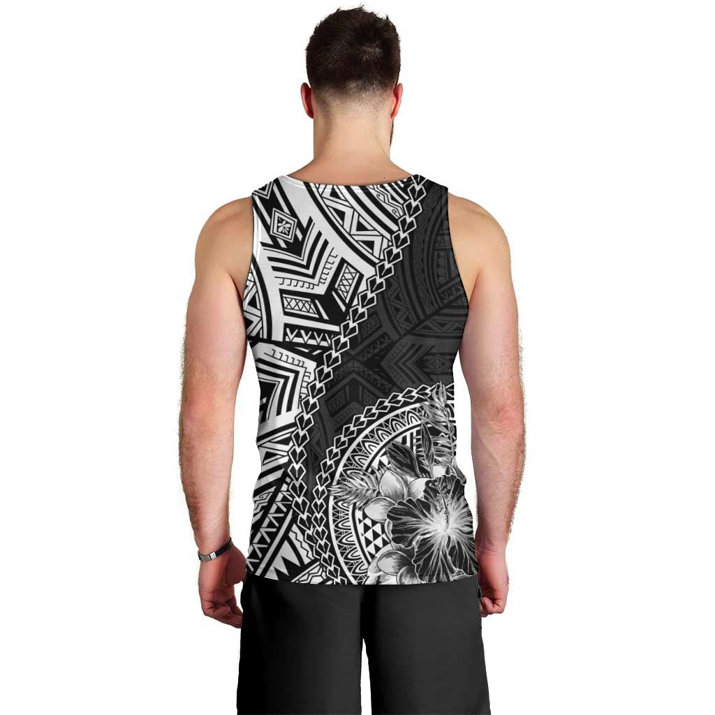 Hibiscus With Black Austronesian Tattoo Pattern Men Tank Top - Polynesian Pride