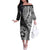 Hibiscus With Black Austronesian Tattoo Pattern Off The Shoulder Long Sleeve Dress - Polynesian Pride