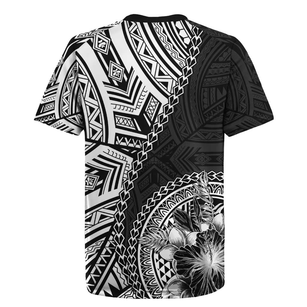 Hibiscus With Black Austronesian Tattoo Pattern Rugby Jersey - Polynesian Pride