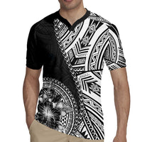 Hibiscus With Black Austronesian Tattoo Pattern Rugby Jersey - Polynesian Pride