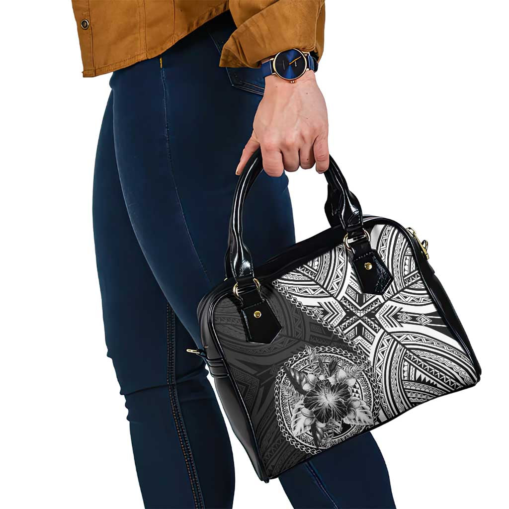 Hibiscus With Black Austronesian Tattoo Pattern Shoulder Handbag - Polynesian Pride