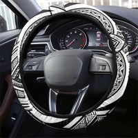 Hibiscus With Black Austronesian Tattoo Pattern Steering Wheel Cover - Polynesian Pride