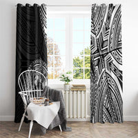 Hibiscus With Black Austronesian Tattoo Pattern Window Curtain - Polynesian Pride
