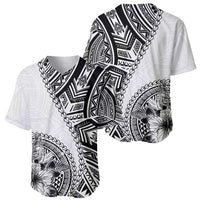 Hibiscus With White Austronesian Tattoo Pattern Baseball Jersey - Polynesian Pride