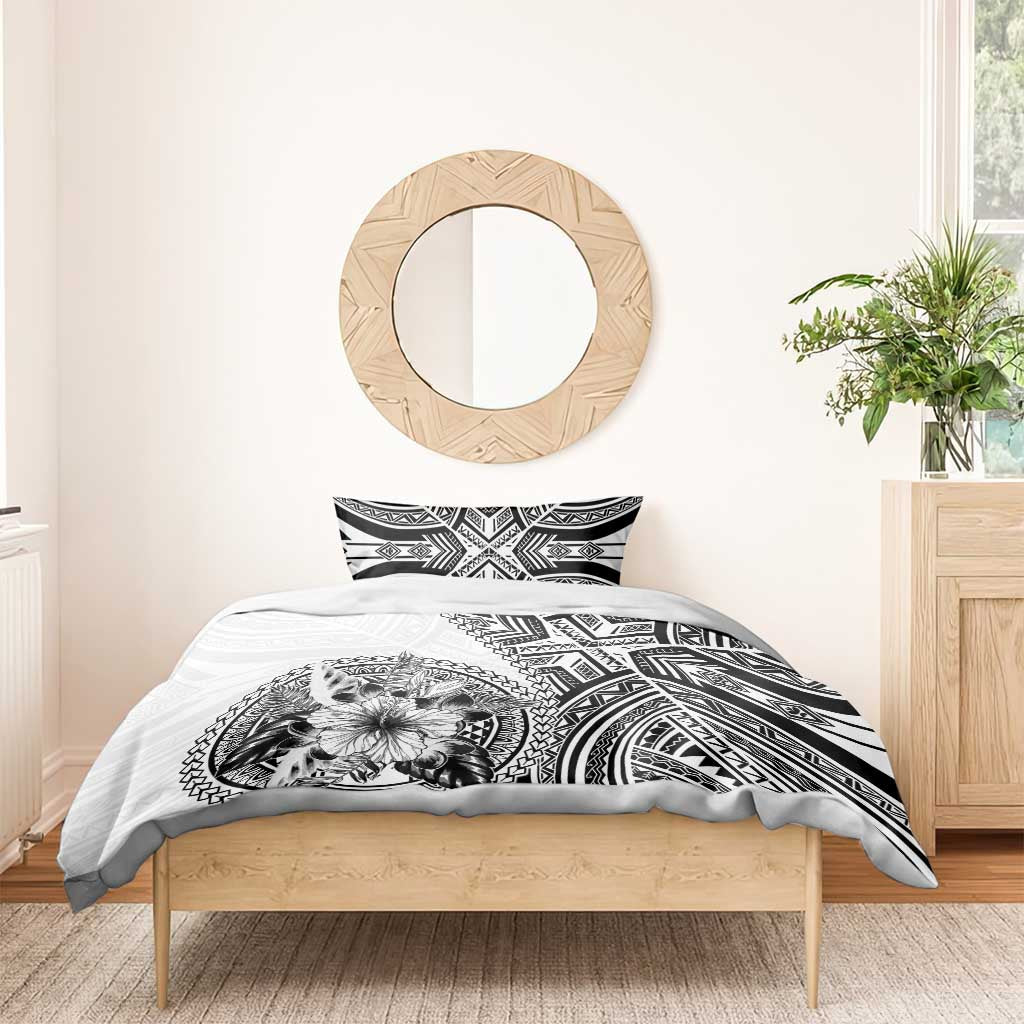 Hibiscus With White Austronesian Tattoo Pattern Bedding Set - Polynesian Pride