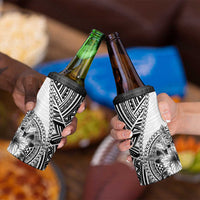 Hibiscus With White Austronesian Tattoo Pattern 4 in 1 Can Cooler Tumbler - Polynesian Pride