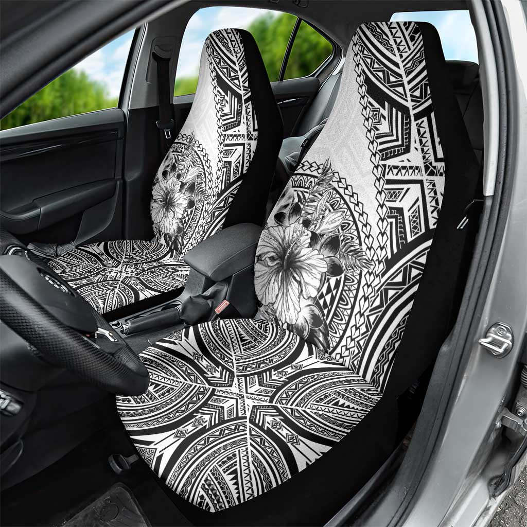 Hibiscus With White Austronesian Tattoo Pattern Car Seat Cover - Polynesian Pride